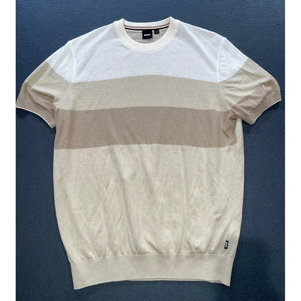 HUGO BOSS Accent Tipping Regular Fit t-shirt Knit Sweater Lightweight M A010485